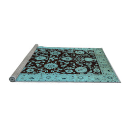 Sideview of Machine Washable Oriental Light Blue Industrial Rug, wshurb3222lblu