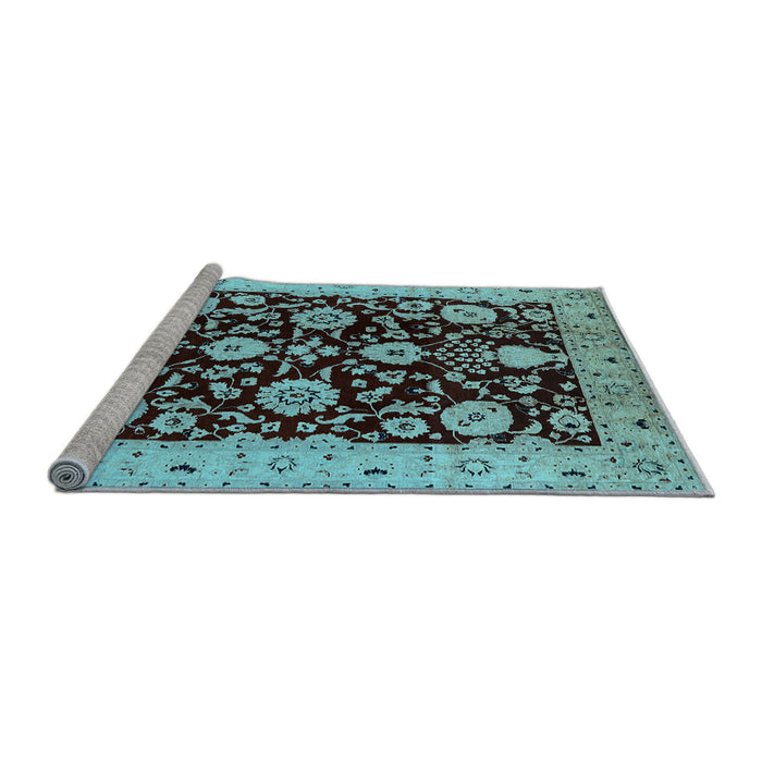 Sideview of Machine Washable Oriental Light Blue Industrial Rug, wshurb3222lblu