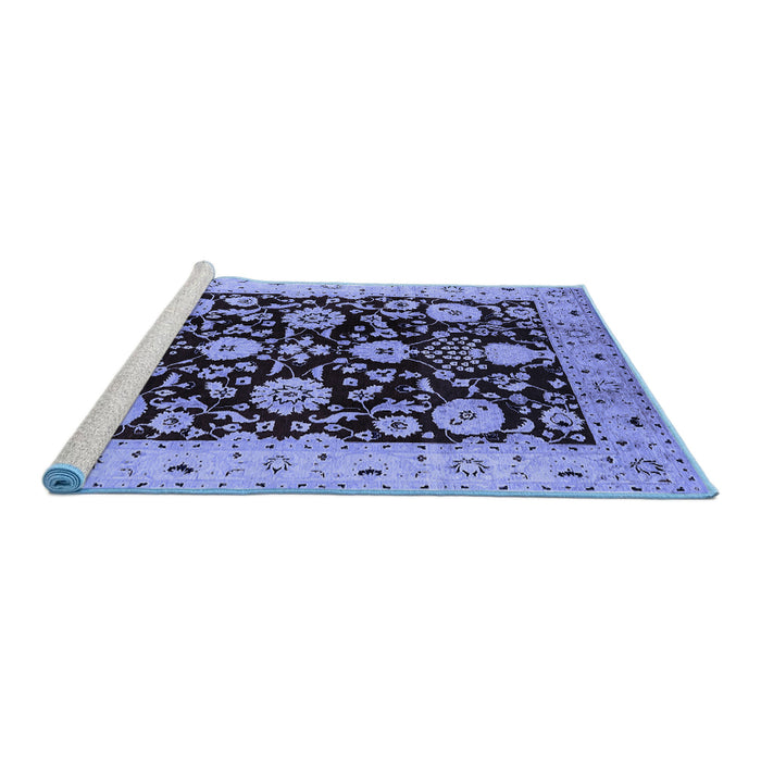 Sideview of Machine Washable Oriental Blue Industrial Rug, wshurb3222blu