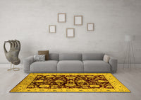 Machine Washable Oriental Yellow Industrial Rug, wshurb3222yw