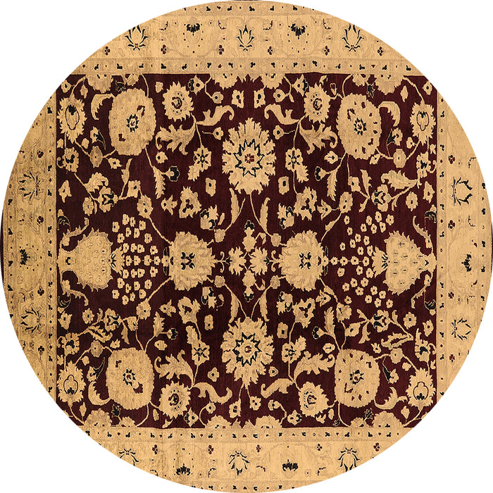 Round Oriental Brown Industrial Rug, urb3222brn