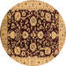 Round Oriental Brown Industrial Rug, urb3222brn