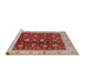 Sideview of Machine Washable Industrial Modern Red Rug, wshurb3223