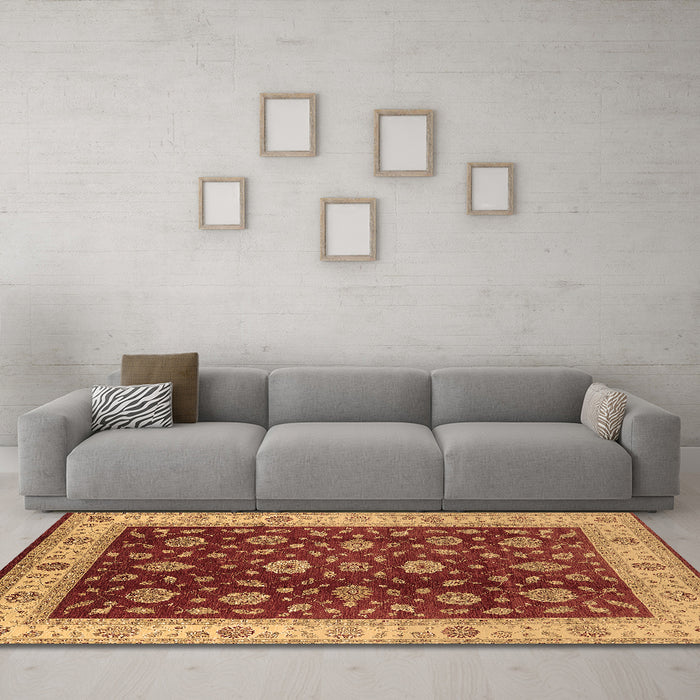 Machine Washable Oriental Brown Industrial Rug in a Living Room,, wshurb3223brn