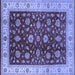 Square Machine Washable Oriental Blue Industrial Rug, wshurb3223blu