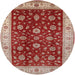 Round Mid-Century Modern Red Oriental Rug, urb3223