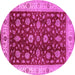 Round Machine Washable Oriental Pink Industrial Rug, wshurb3223pnk