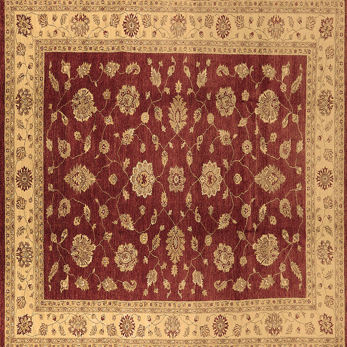 Square Machine Washable Oriental Brown Industrial Rug, wshurb3223brn
