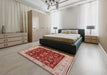 Mid-Century Modern Red Oriental Rug in a Bedroom, urb3223