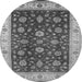 Round Machine Washable Oriental Gray Industrial Rug, wshurb3223gry