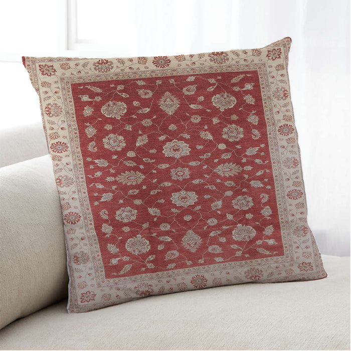 Lifestyle Image of Mid-Century Modern Urban Square Red Throw Pillow, 18 inch by 18 inch, pwurb3223