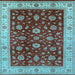 Square Machine Washable Oriental Light Blue Industrial Rug, wshurb3223lblu