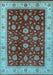 Machine Washable Oriental Light Blue Industrial Rug, wshurb3223lblu