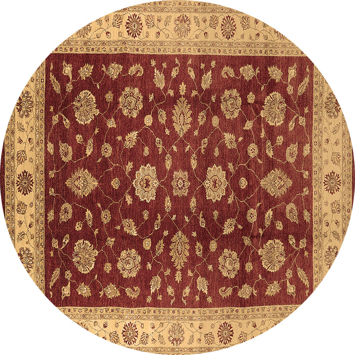 Round Machine Washable Oriental Brown Industrial Rug, wshurb3223brn