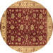 Round Machine Washable Oriental Brown Industrial Rug, wshurb3223brn