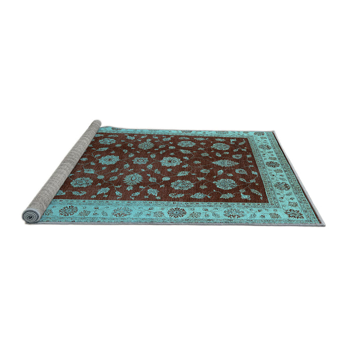 Sideview of Machine Washable Oriental Light Blue Industrial Rug, wshurb3223lblu