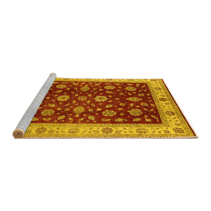 Sideview of Machine Washable Oriental Yellow Industrial Rug, wshurb3223yw