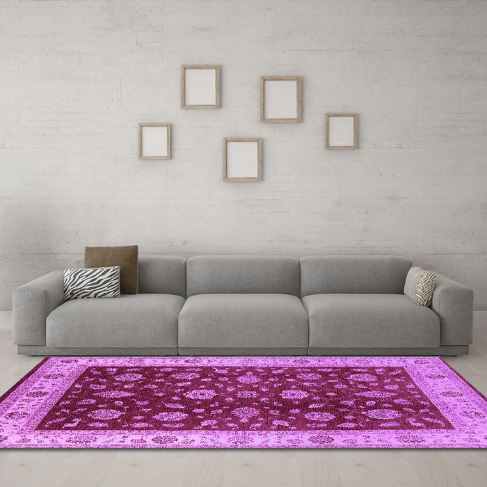 Machine Washable Oriental Purple Industrial Area Rugs in a Living Room, wshurb3223pur