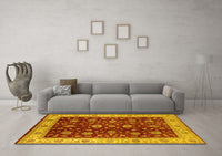 Machine Washable Oriental Yellow Industrial Rug, wshurb3223yw