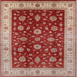 Square Mid-Century Modern Red Oriental Rug, urb3223