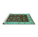 Sideview of Machine Washable Oriental Turquoise Industrial Area Rugs, wshurb3223turq