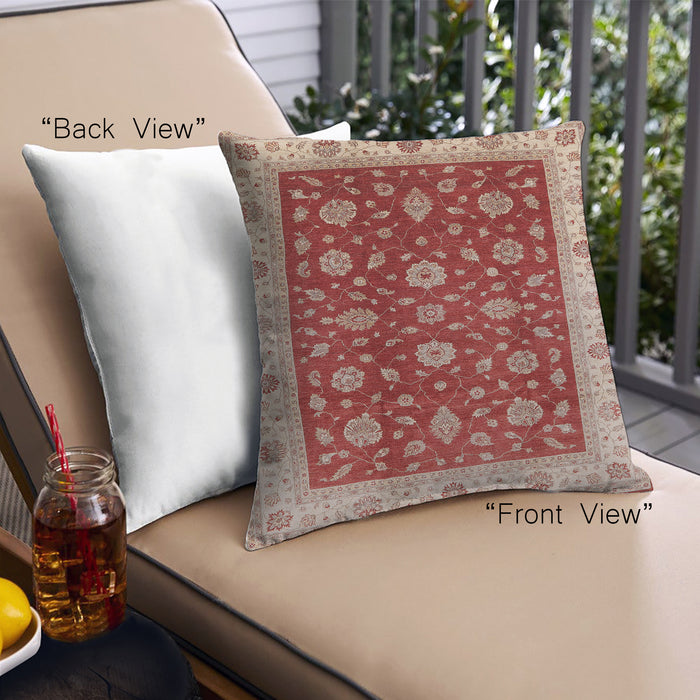 Front View of Mid-Century Modern Urban Square Red Throw Pillow, 18 inch by 18 inch, pwurb3223