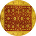 Round Oriental Yellow Industrial Rug, urb3223yw