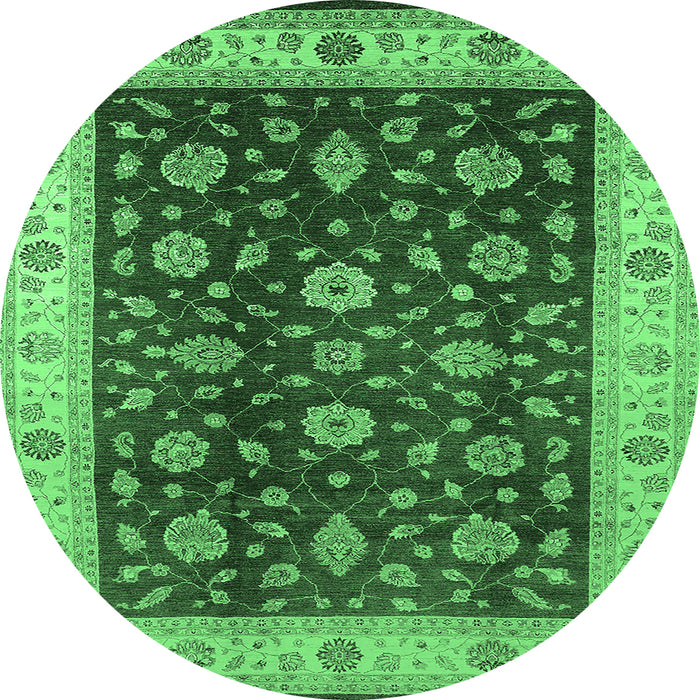Round Oriental Emerald Green Industrial Rug, urb3223emgrn