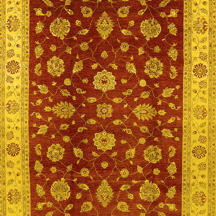 Machine Washable Oriental Yellow Industrial Rug, wshurb3223yw