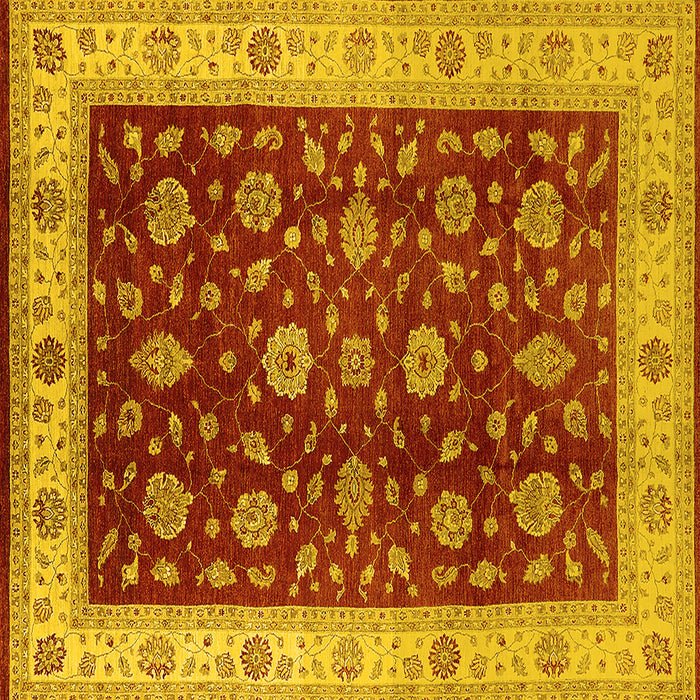 Square Machine Washable Oriental Yellow Industrial Rug, wshurb3223yw