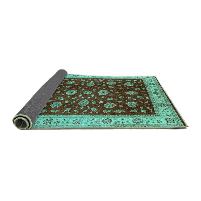 Sideview of Oriental Turquoise Industrial Rug, urb3223turq
