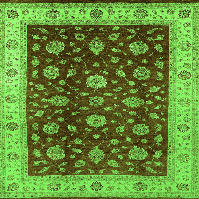 Square Machine Washable Oriental Green Industrial Area Rugs, wshurb3223grn