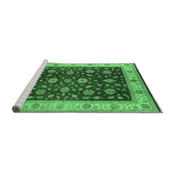 Sideview of Machine Washable Oriental Emerald Green Industrial Area Rugs, wshurb3223emgrn