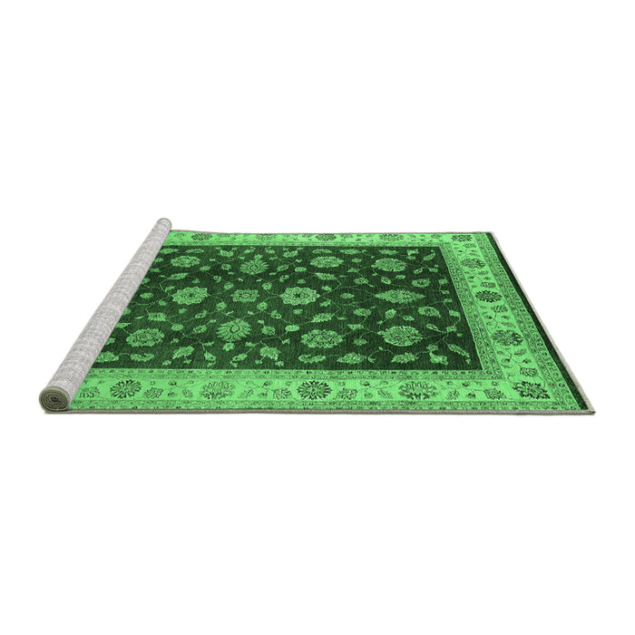 Sideview of Machine Washable Oriental Emerald Green Industrial Area Rugs, wshurb3223emgrn
