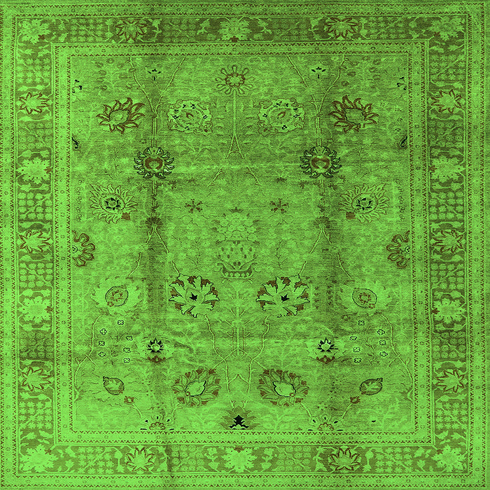 Square Machine Washable Oriental Green Industrial Area Rugs, wshurb3224grn