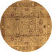 Round Oriental Brown Industrial Rug, urb3224brn