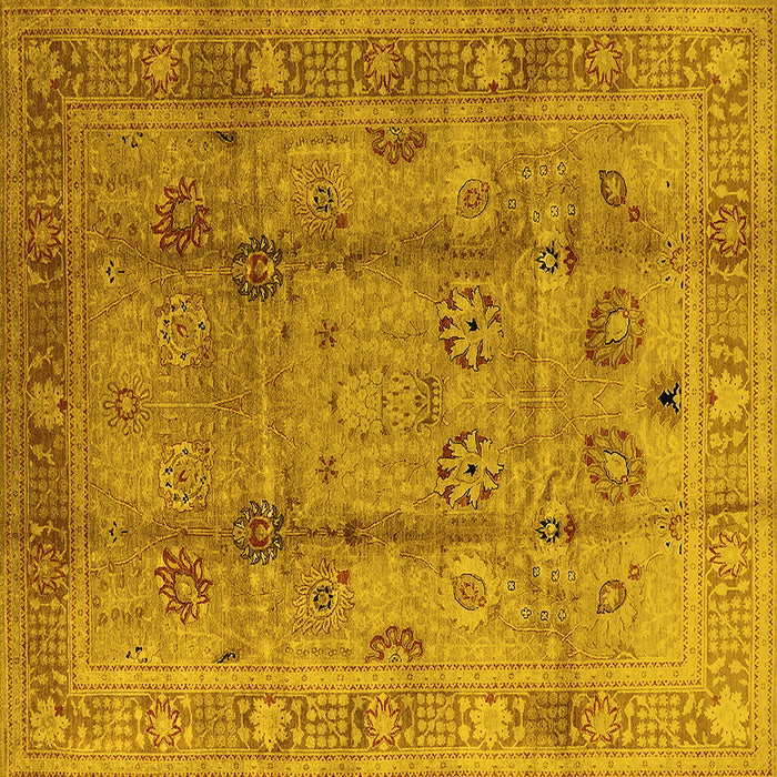 Square Machine Washable Oriental Yellow Industrial Rug, wshurb3224yw