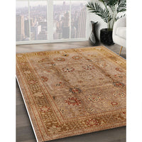 Mid-Century Modern Brown Sand Brown Oriental Rug, urb3224