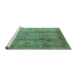 Sideview of Machine Washable Oriental Turquoise Industrial Area Rugs, wshurb3224turq