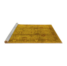 Sideview of Machine Washable Oriental Yellow Industrial Rug, wshurb3224yw