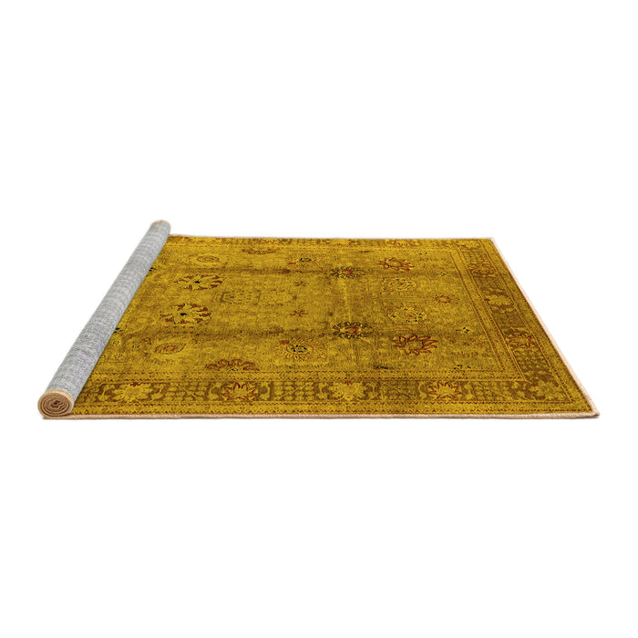 Sideview of Machine Washable Oriental Yellow Industrial Rug, wshurb3224yw
