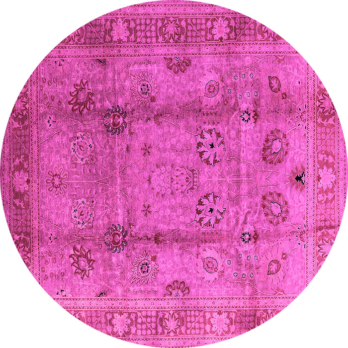 Round Machine Washable Oriental Pink Industrial Rug, wshurb3224pnk