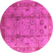 Round Machine Washable Oriental Pink Industrial Rug, wshurb3224pnk