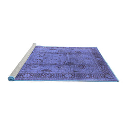 Sideview of Machine Washable Oriental Blue Industrial Rug, wshurb3224blu