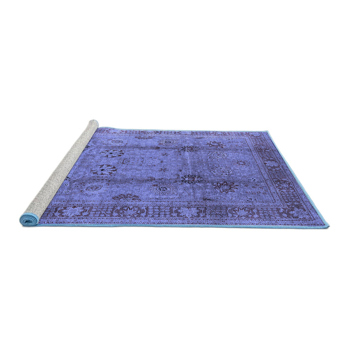 Sideview of Machine Washable Oriental Blue Industrial Rug, wshurb3224blu