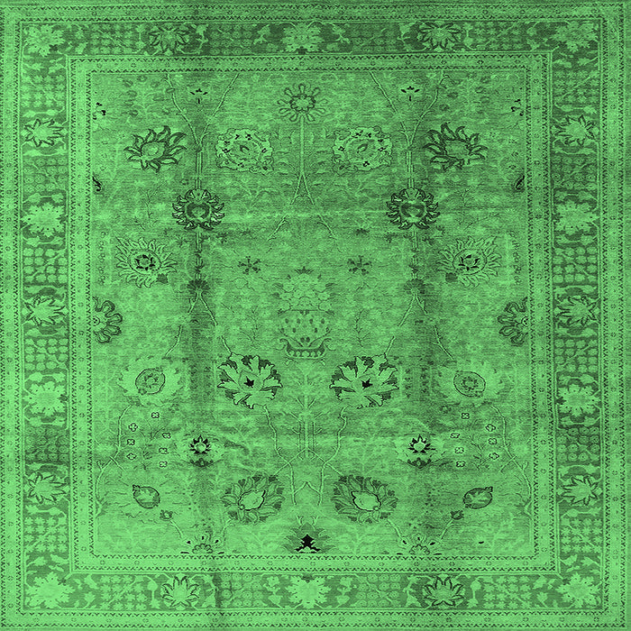Square Machine Washable Oriental Emerald Green Industrial Area Rugs, wshurb3224emgrn