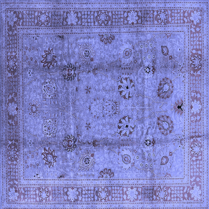 Square Machine Washable Oriental Blue Industrial Rug, wshurb3224blu