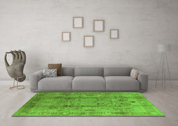 Machine Washable Oriental Green Industrial Area Rugs in a Living Room,, wshurb3224grn