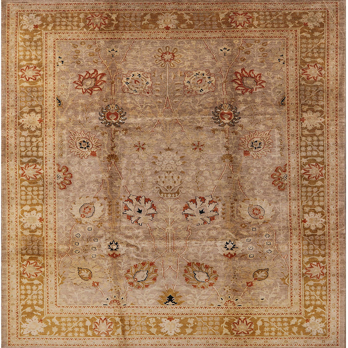 Square Mid-Century Modern Brown Sand Brown Oriental Rug, urb3224