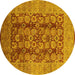 Round Machine Washable Oriental Yellow Industrial Rug, wshurb3225yw